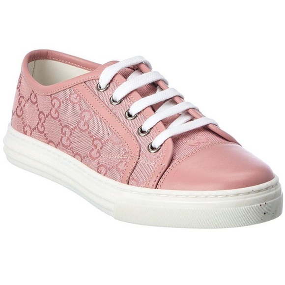 Gucci Pink GG Canvas And Leather Low Top Sneakers - Picture 1 of 9